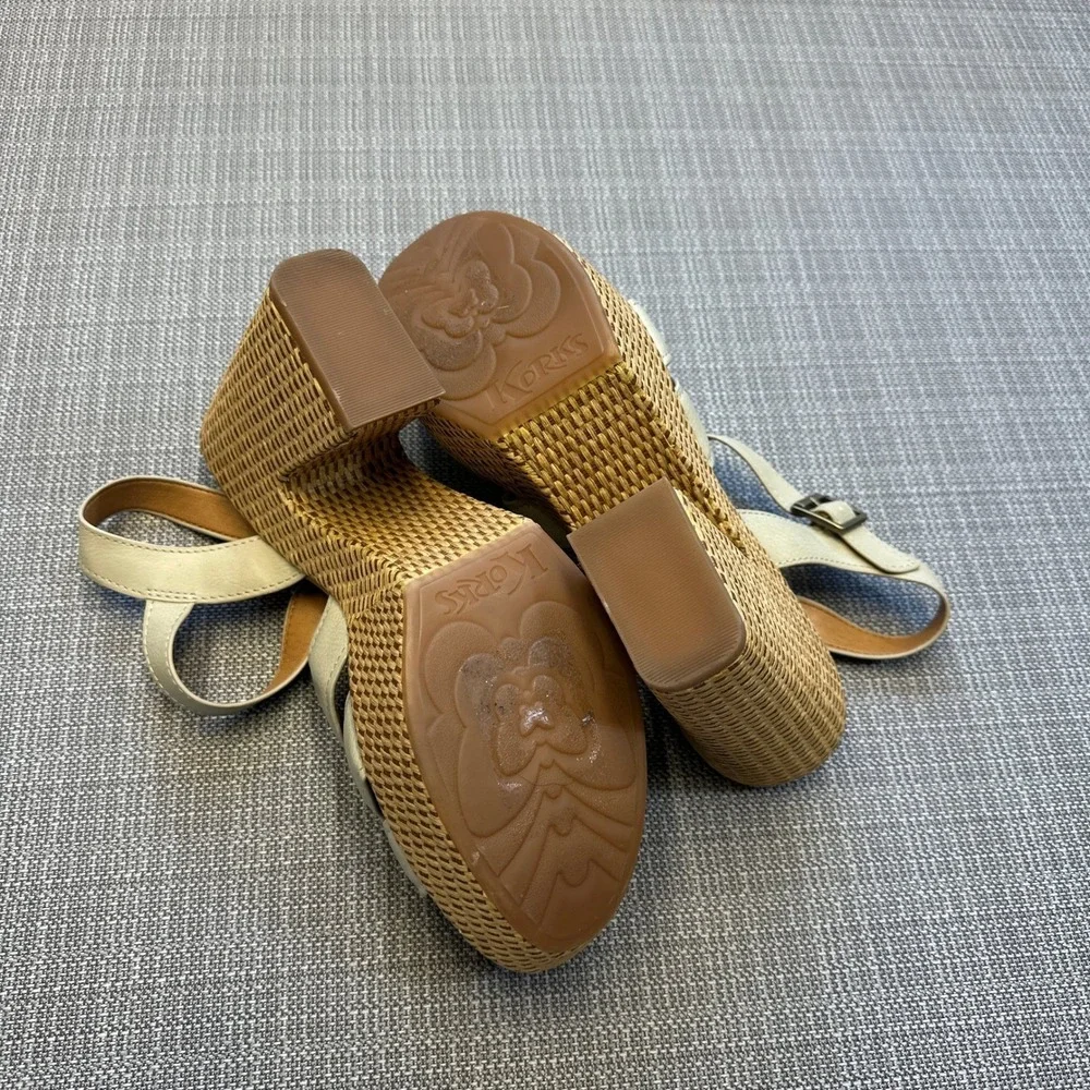 Korks Dee Basketweave Platform Sandals size 10M Beige Ankle Straps Summer